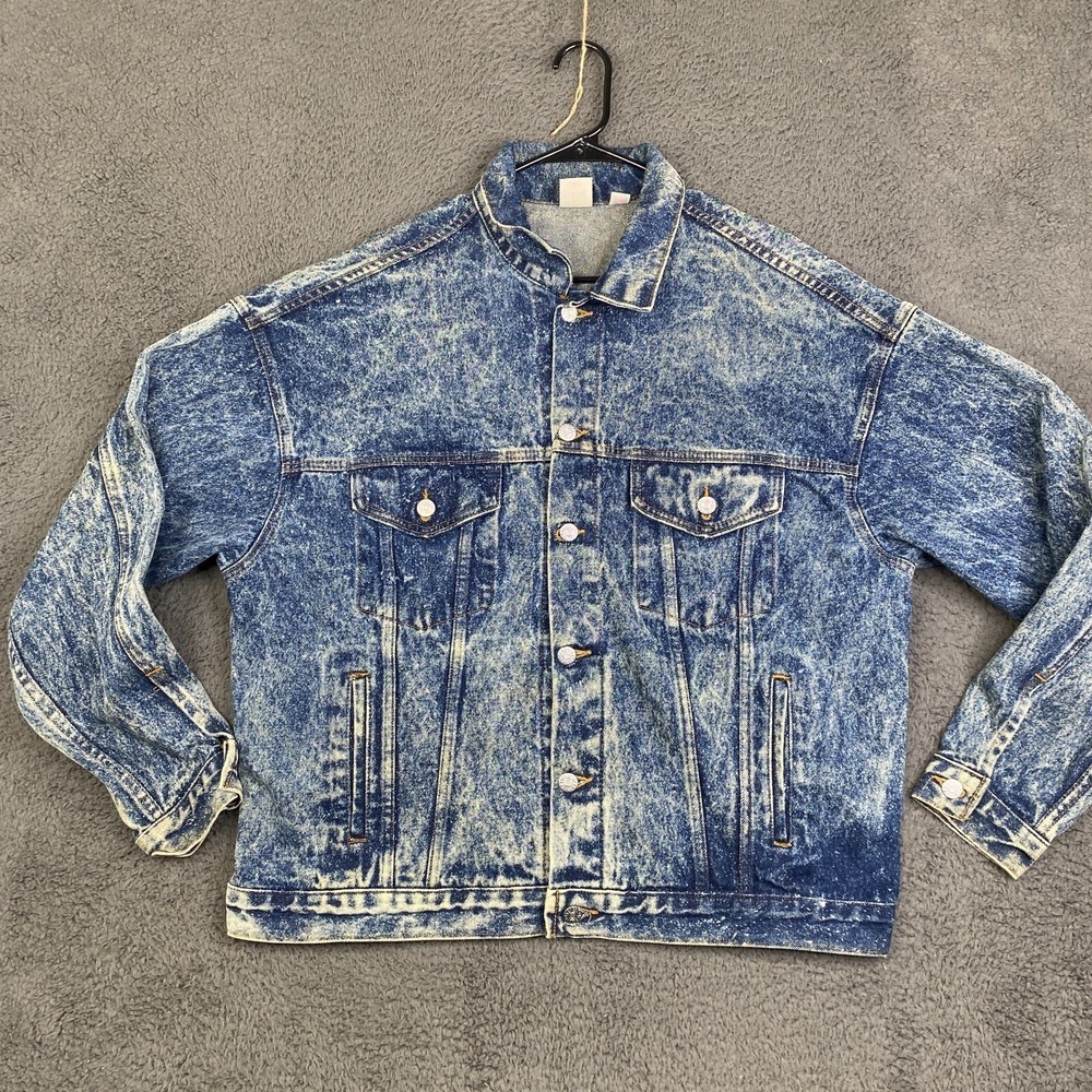 Tyca Embossed Denim Acid Wash Trucker Jacket Eagle Made in USA Size Large
